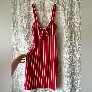 Red and White Striped Mini Dress